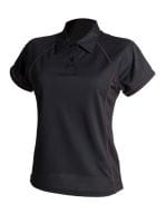 Ladies` Piped Performance Polo Black / Black