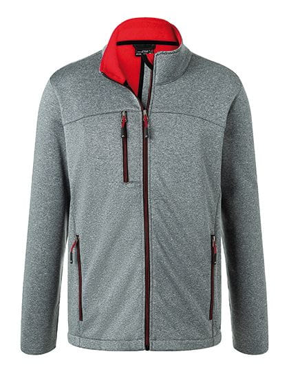 Men`s Softshell Jacket Dark-Melange / Red