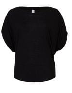 Flowy Draped Sleeve Dolman T-Shirt Black