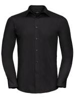 Men`s Long Sleeve Tailored Polycotton Poplin Shirt Black