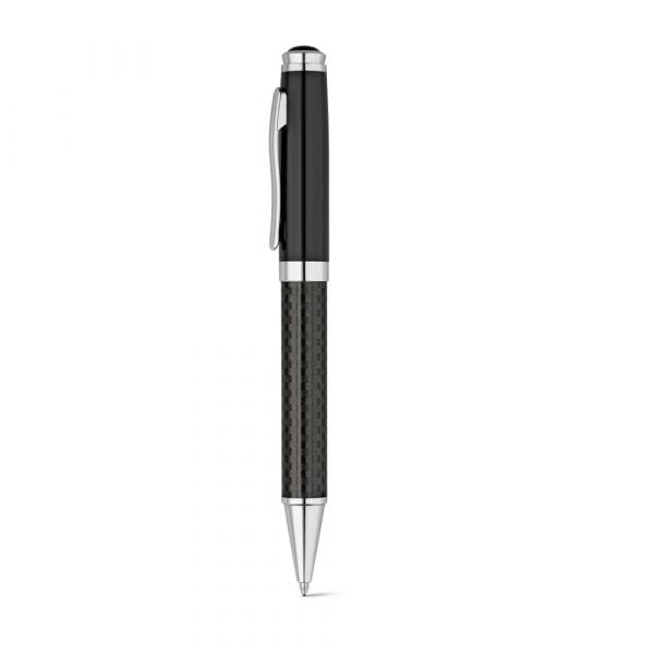 CHESS. Schreibset mit Tintenroller und Kugelschreiber aus Metall und Carbonfaser Schwarz