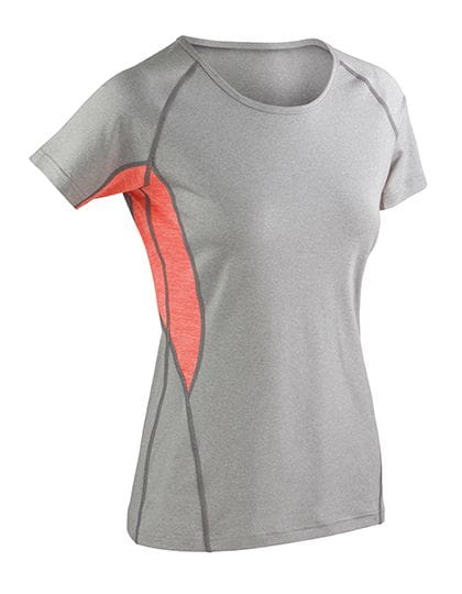 Fitness Women`s Tech Panel Marl T-Shirt Grey Mist Marl / Orange Marl