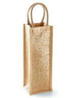Shimmer Jute Bottle Bag Natural Gold