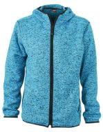 Men`s Knitted Fleece Hoody Blue Melange / Black