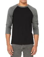 Unisex 3 / 4 Sleeve Baseball T-Shirt Black / Deep Heather