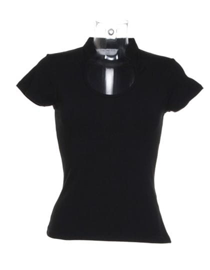 Regular Fit Corporate Top Keyhole Neck Black