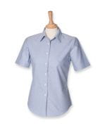 Ladies` Classic Short Sleeved Oxford Shirt Blue Oxford