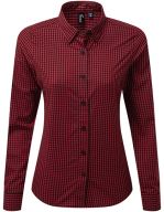 Maxton Check Womens Long Sleeve Shirt Black / Red (ca. Pantone 201C)