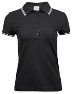 Womens Luxury Stripe Stretch Polo Black / White