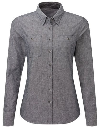 Women`s Organic Chambray Fairtrade Long Sleeve Shirt Grey Denim (ca. Pantone 425)