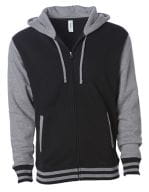 Unisex Heavyweight Varsity Zip Hood Black / Gunmetal Heather