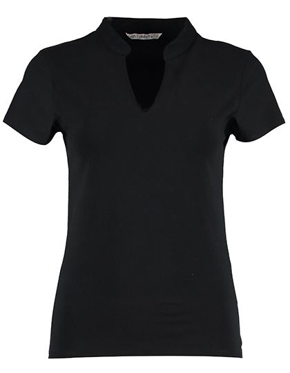 Regular Fit Corporate Top V Neck Mandarin Collar