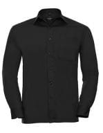 Men`s Long Sleeve Classic Polycotton Poplin Shirt Black