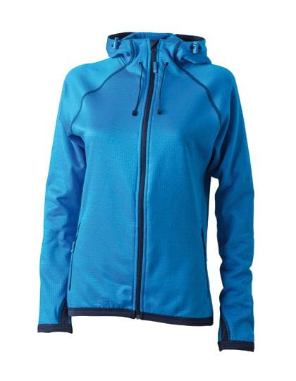 Ladies` Hooded Fleece Aqua / Navy