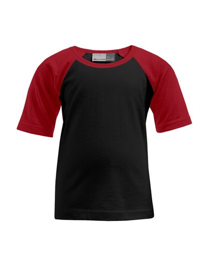 Kids` Raglan-T Black / Fire Red