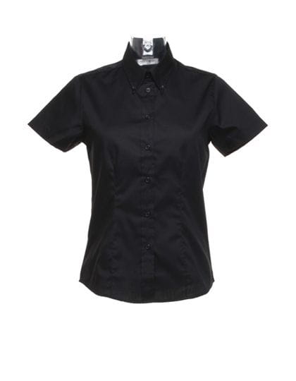 Women`s Tailored Fit Corporate Oxford Shirt Short Sleeve Black