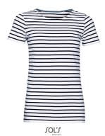 Women`s Round Neck Striped T-Shirt Miles White / Navy