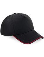 Authentic 5 Panel Cap - Piped Peak Black / Classic Red